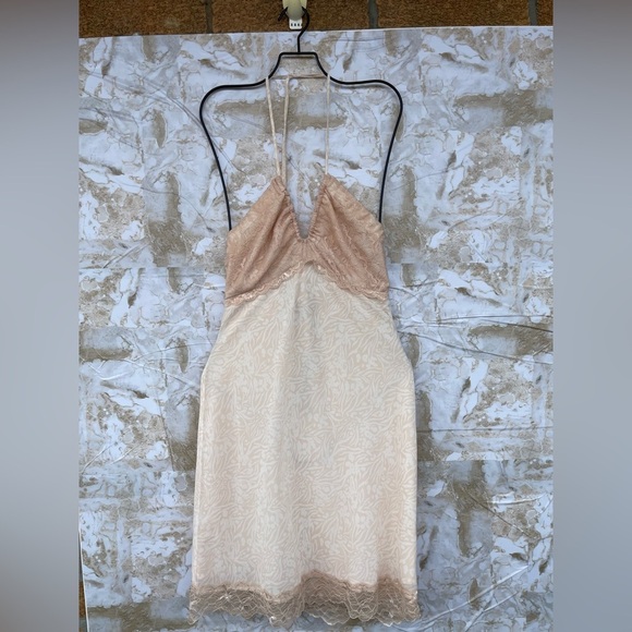 CENTRAL PARK WEST BABYDOLL HALTER NUDE LACE DRESS SIZE SMALL - Picture 3 of 12